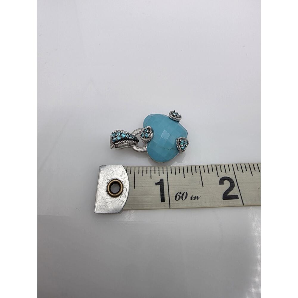 Judith Ripka Sterling Silver Turquoise CZ Blue Heart Pendant - Picture 10 of 11